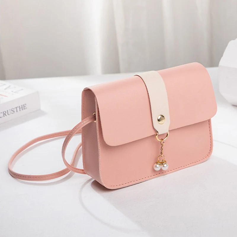 Pearl Pendant Fashion Small Shoulder Bags for Women PU Leather Crossbody Phone Messenger Bag Handbag Pouch Purses and Handbags