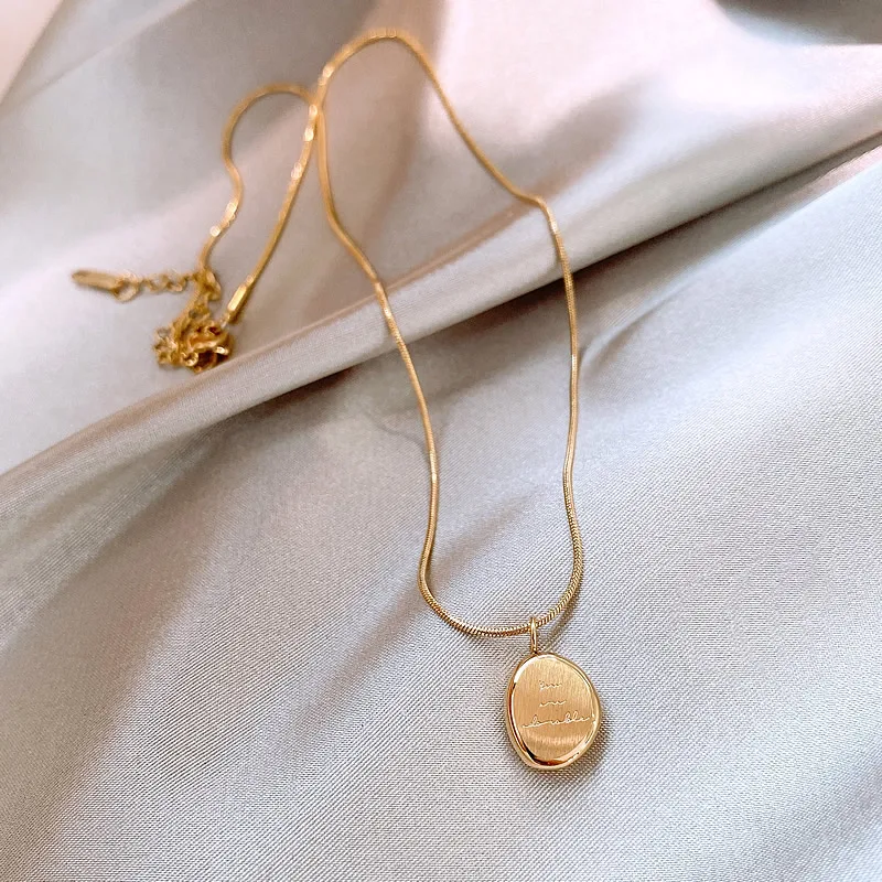 2025 New Irregular English Letter Pendant Gold Color Stainless steel Necklace Fashion Jewelry For Women\'s Indelible Accessories