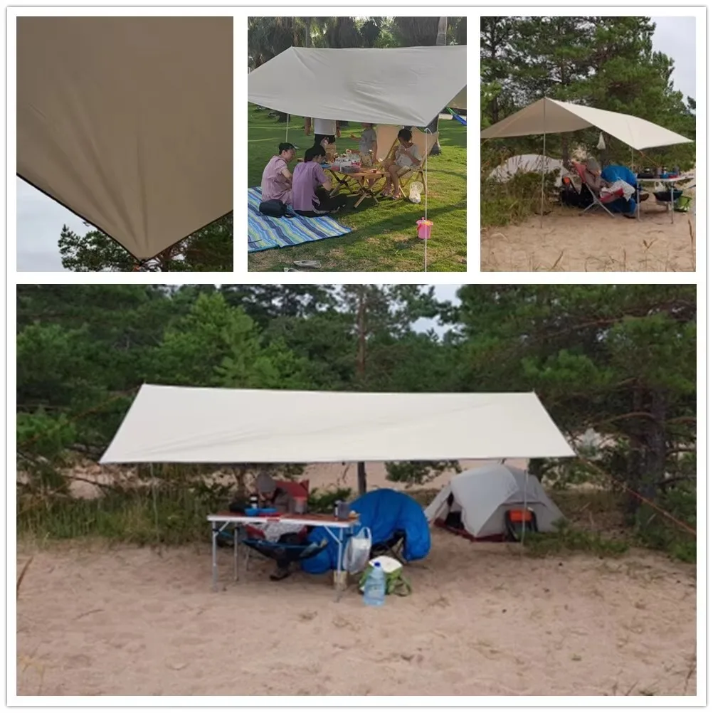 Wasserabweisende, silberbeschichtete UV-Schutzplane für Camping, Picknicks und Grillabende im Freien – leicht und in verschiedenen Größen erhältlich. – Detail 8