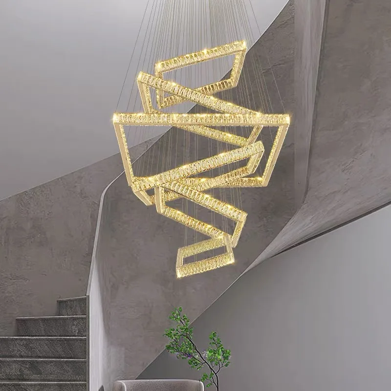 2026 home decorationPendant lights luxury crystal living room chandelier Stair Pendant lamp ceiling light indoor lighting
