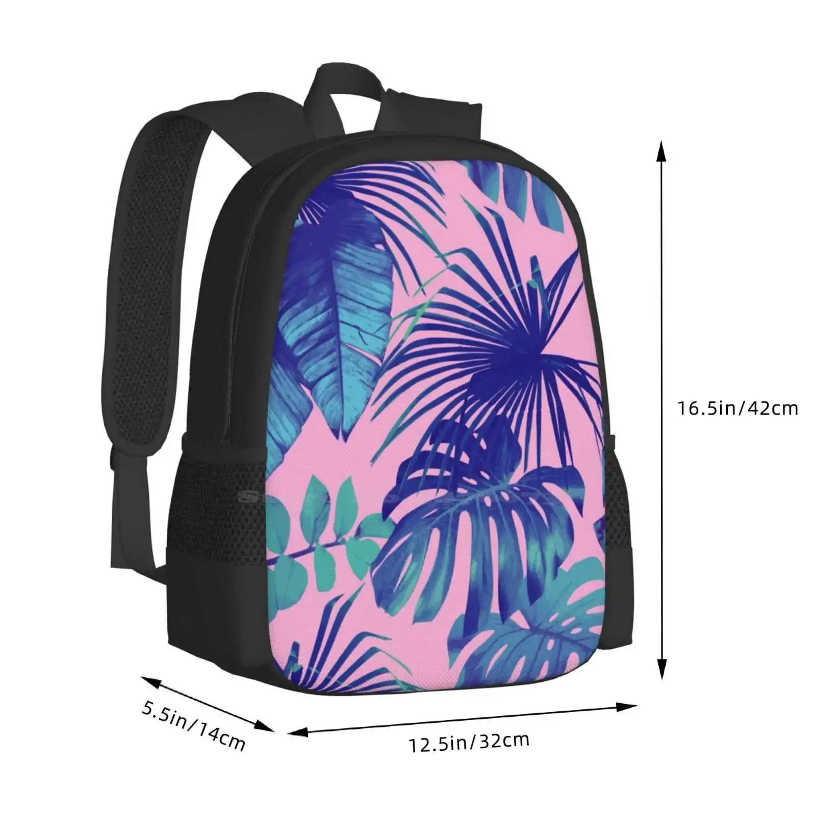 Rosa e blu Tropical Palm Leaf Pattern Design Laptop borse da viaggio per la scuola palme motivo tropicale Hawaii motivo floreale