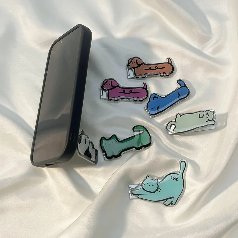 Korean Cute Cartoon Cat Puppy Phone Holder Grip Tok Cellphones Paste Folding Stand Phone Accessories Support Bracket Griptok