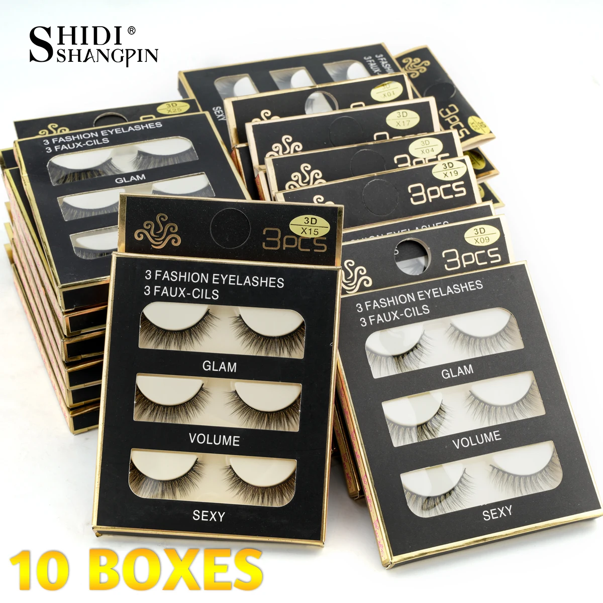 

SHIDISHANGPIN 10 Boxes Wholesale Eyelashes Natural 3D Mink False Eyelashes Makeup Fake EyeLashes Faux Cils Make Up Beauty Tools