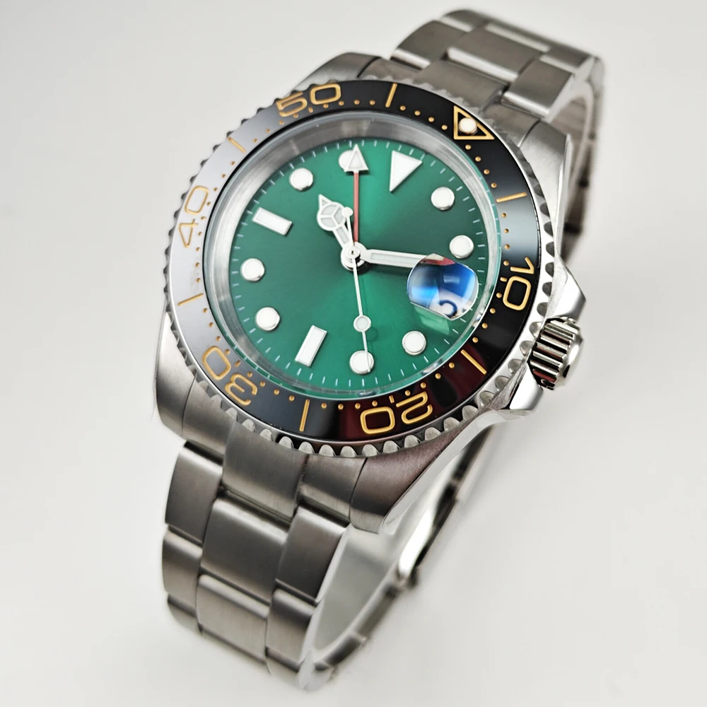 

40MM Men's Fully Automatic Mechanical Watch NH34 Movement 20mm Stainless Steel Watch With Green Dial Luxury Diving Watch