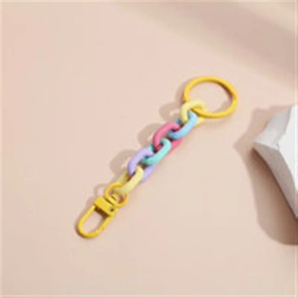 Matte Acrylic Chunky Chain Keychain Macaroon Color Lightweight Wrist Lanyard Candy Color Detachable Clasp Keyring Backpack