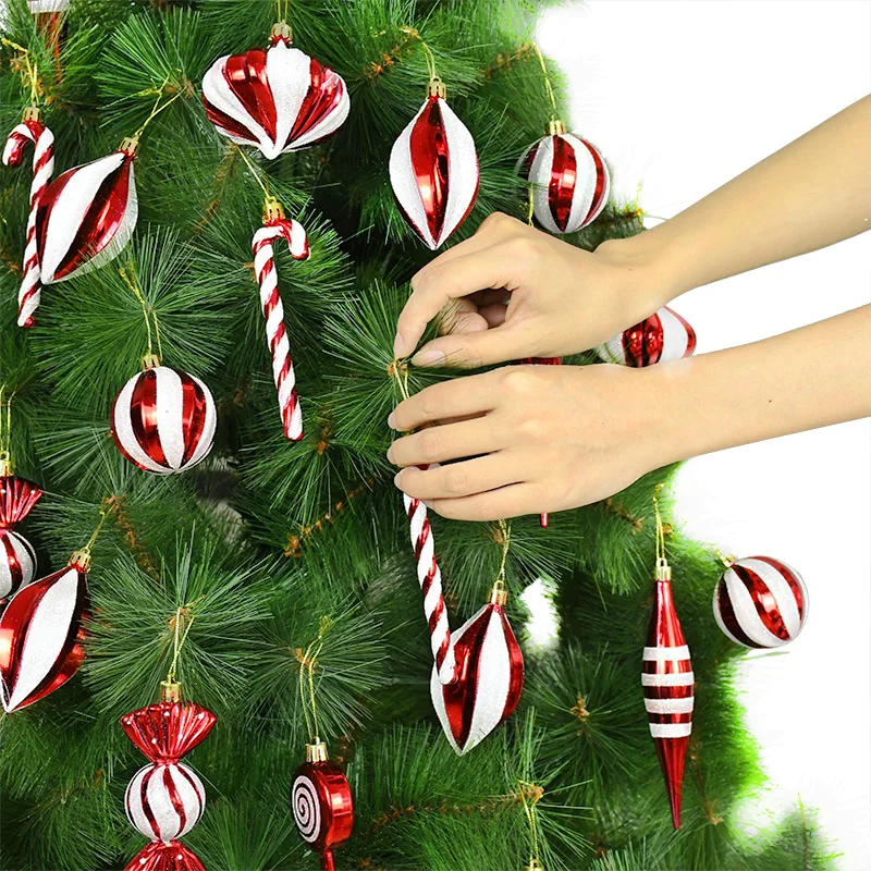 Christmas Tree Decoration Red White Lollipop Candy Balls Pendants for New Year Christmas Party Home Decoration Noel Navidad Gift