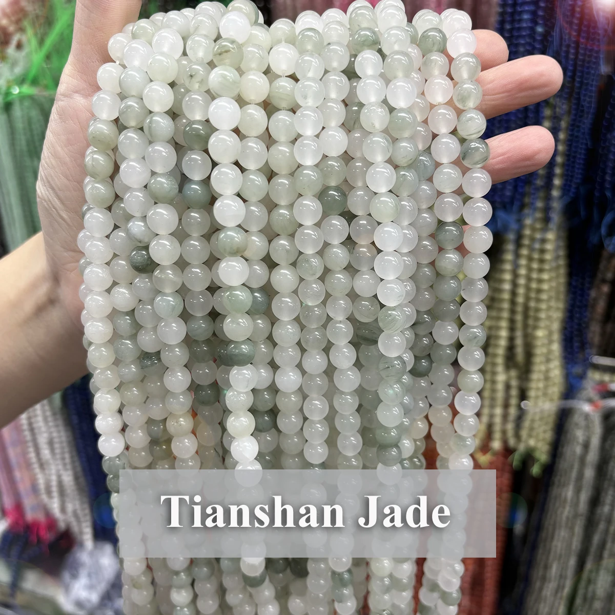 

Natural Tianshan Jade Round Beads Gemstone Spacer Beads 4 6 8 10mm Mixed Sizes Bracelet Necklace DIY Making Jewelry Accessories