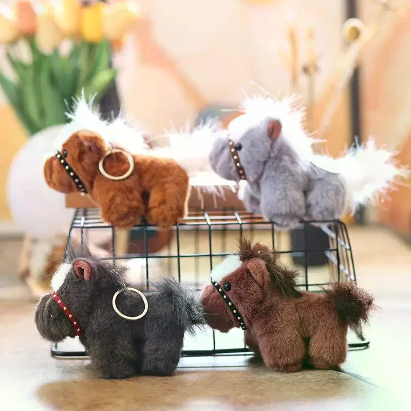 

Creative Cartoon Horse Plush Doll Keychain 13cm Simulation Pony Doll Backpack Accessory Cute Bag Pendant