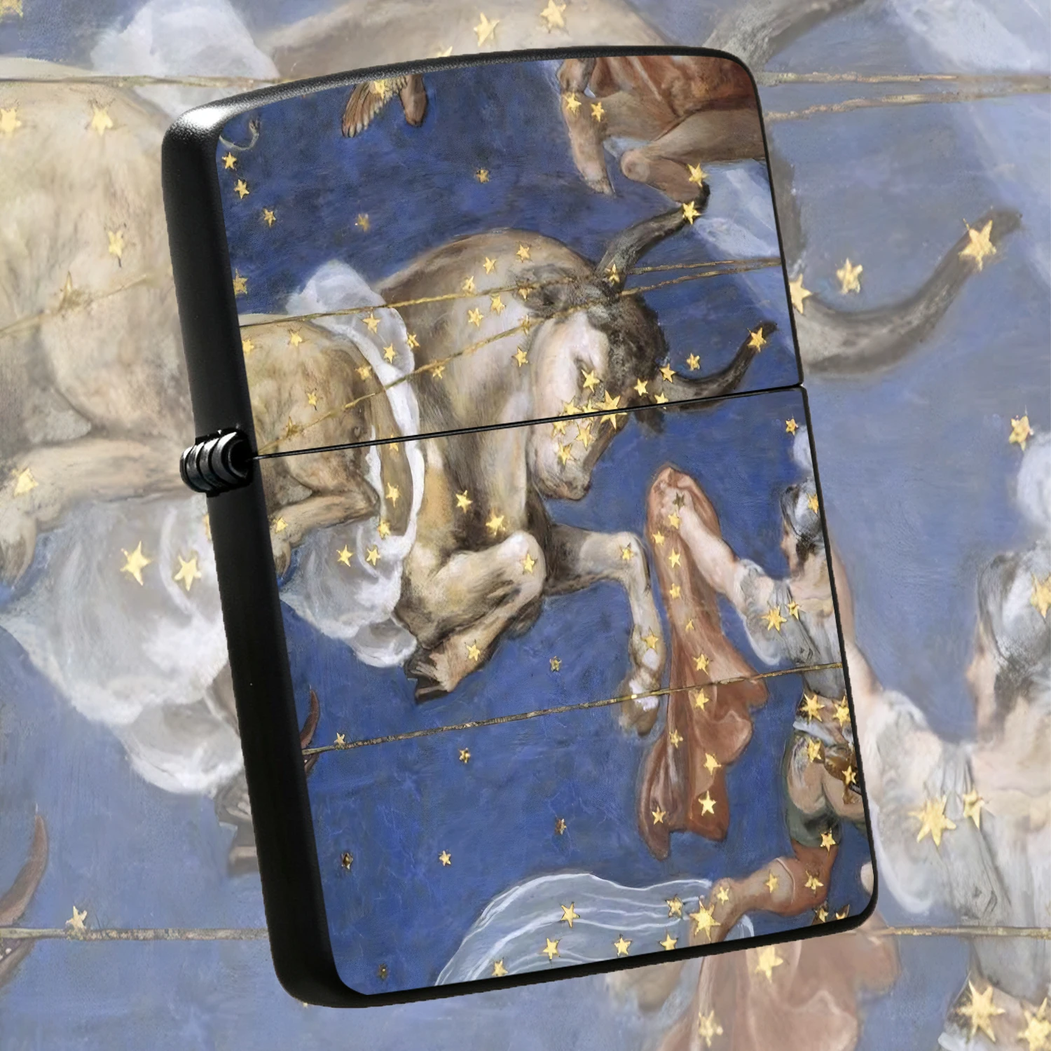 Vintage Art Starry Taurus Pattern Lighter, Renaissance Fresco Aesthetic Decor, Portable For Daily Use, Camping, Candle & Incense Lighting, Creative Atmospheric Practical Item, Unique Exquisite Gift For Art Lovers For All Scenarios Interesti
