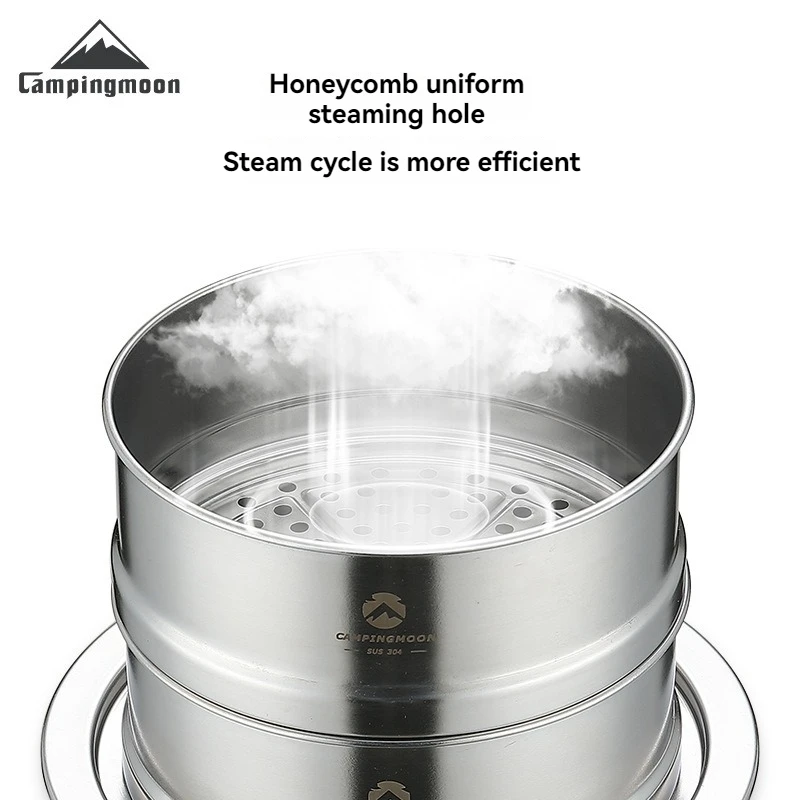 

CAMPINGMOON S363-2S Двухслойный набор для приготовления на пару из нержавеющей стали для дома и кемпинга, портативная пароварка
