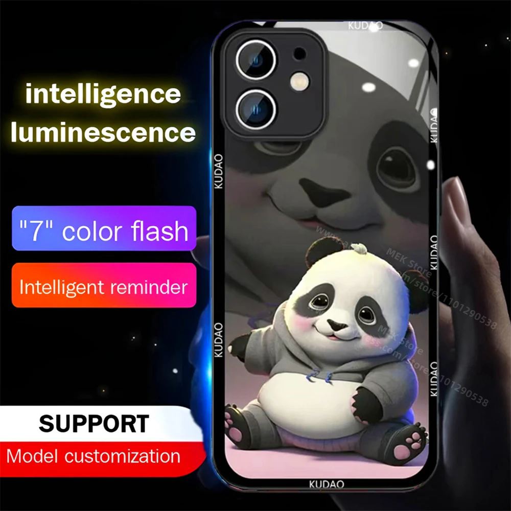 So Lovely Plump Panda Luminous Phone Case LED Light Up Cover For Samsung S24 S23 S22 S21 S20 FE Note 10 20 Plus Ultra