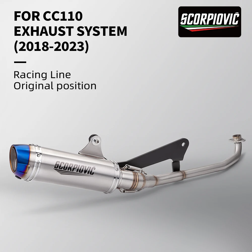 

For Cross Cub110 CC110 exhaust 2018 - 2023 Motorcycle Exhaust Escape full Systems Modify Cub110 Front Pipe muffler 110CC
