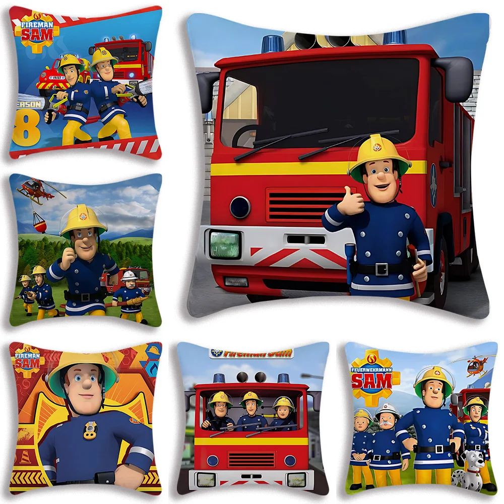 Pillow Covers Cartoon Firemans sams Sofa Decorative Home Double-sided Printing Short Plush Cute Cushion Cover