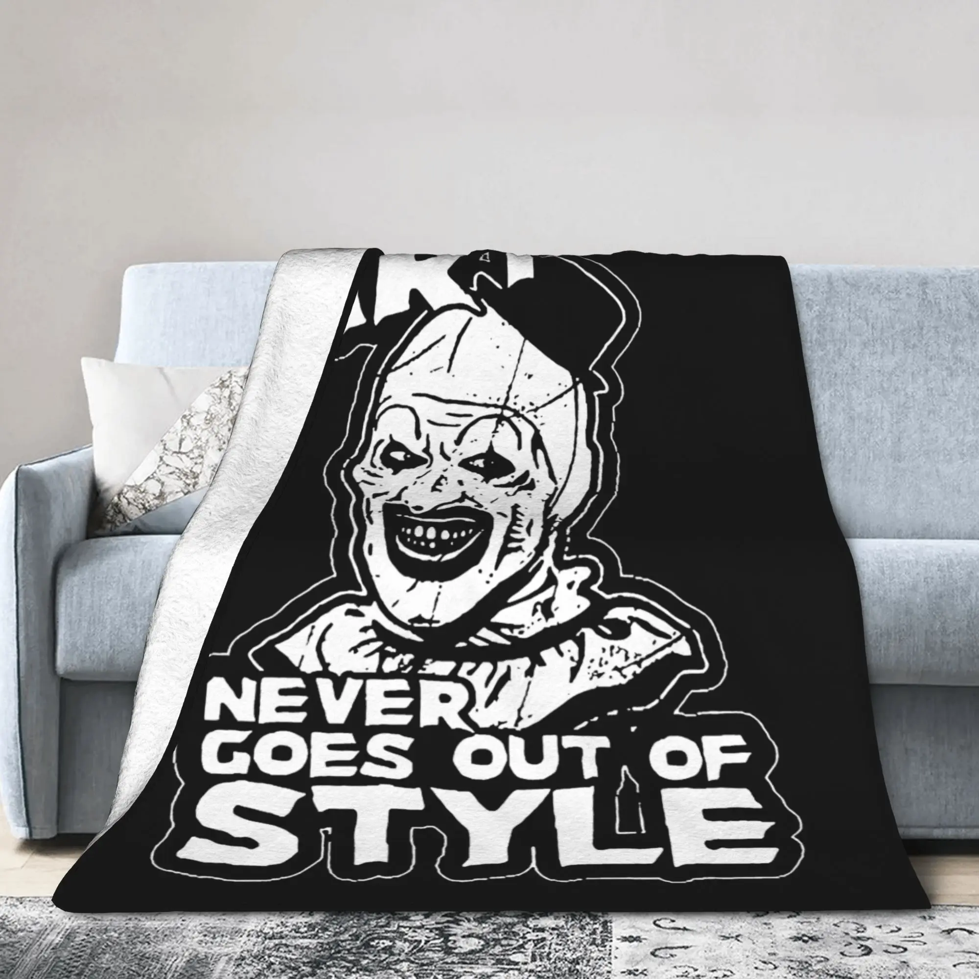 Horor Terrifier Film Halloween Retro Blanket Fleece Autumn Clown  Breathable Warm Throw Blankets for Sofa Bedroom Bedding Throws