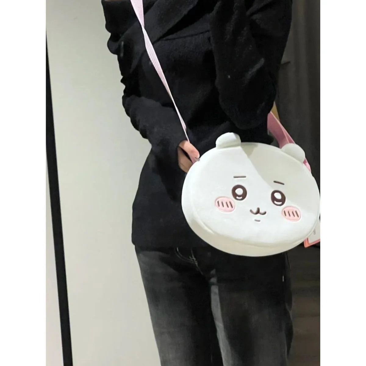 Bolso cruzado de Anime Chiikawa para niñas, bolso portátil de gran capacidad, bolso de hombro con muñeca de corazón de dibujos animados, juguetes de regalo Kawaii