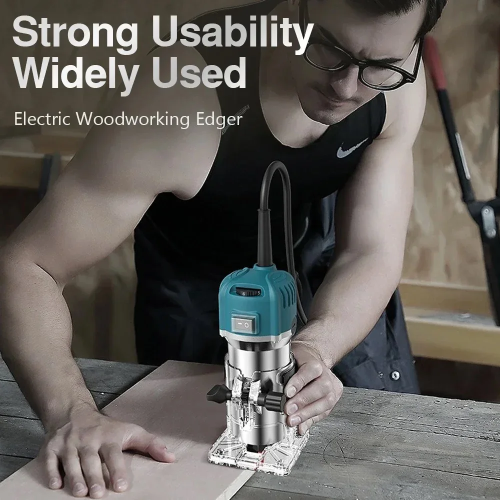 Mesin Pemangkas Elektrik 6 Kecepatan 800W 30000Rpm Alat Pertukangan Penggilingan Ukiran Tangan Tepi Kayu Pemangkas Router Alat Rumah DIY