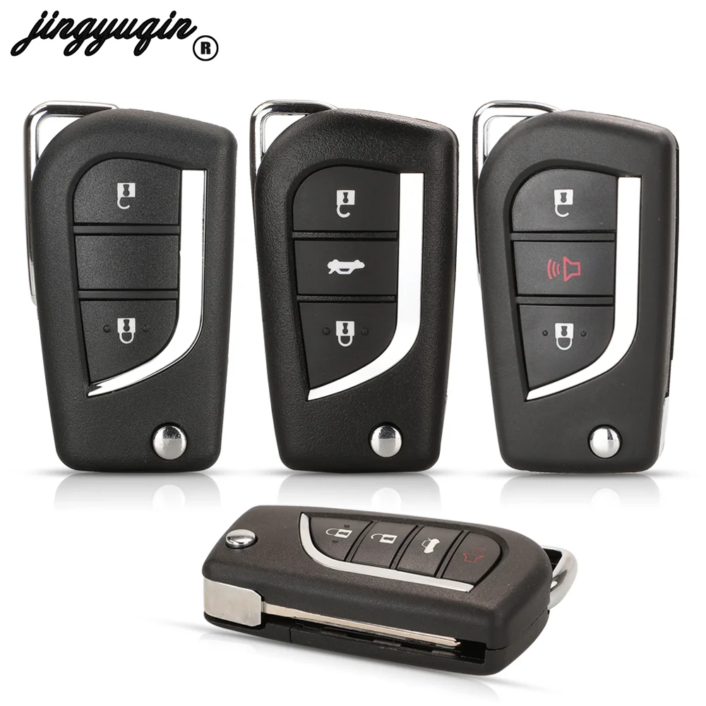 jingyuqin 2/3 Przyciski Flip Remote Car Key Shell Case Dla Toyota Corolla 2017 RAV4 Przed 2013 Toy43 Toy48 VA2 Blade Replacement