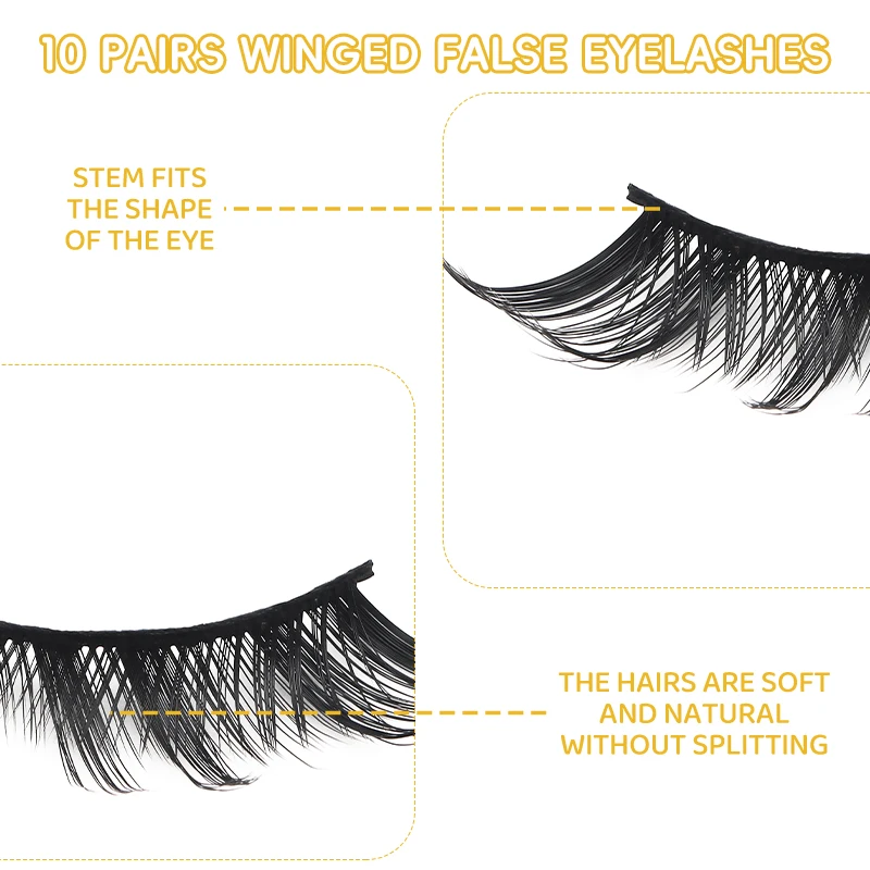 DINGSEN 10 Paar Anime-Wimpern Großhandel Manga-Wimpern Natürliche Lange Wiederverwendbare Künstliche Wimpern Make-up Cosplay Katzenaugen-Wimpern – Detail 6