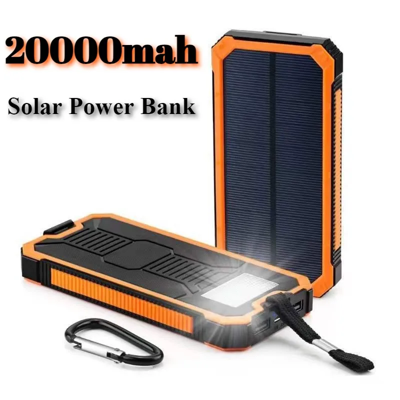 

Солнечная батарея 20000 мАч со светодиодной подсветкой SOS Портативное зарядное устройство Powerbank для IPhone Samsung Huawei Внешняя запасная батарея