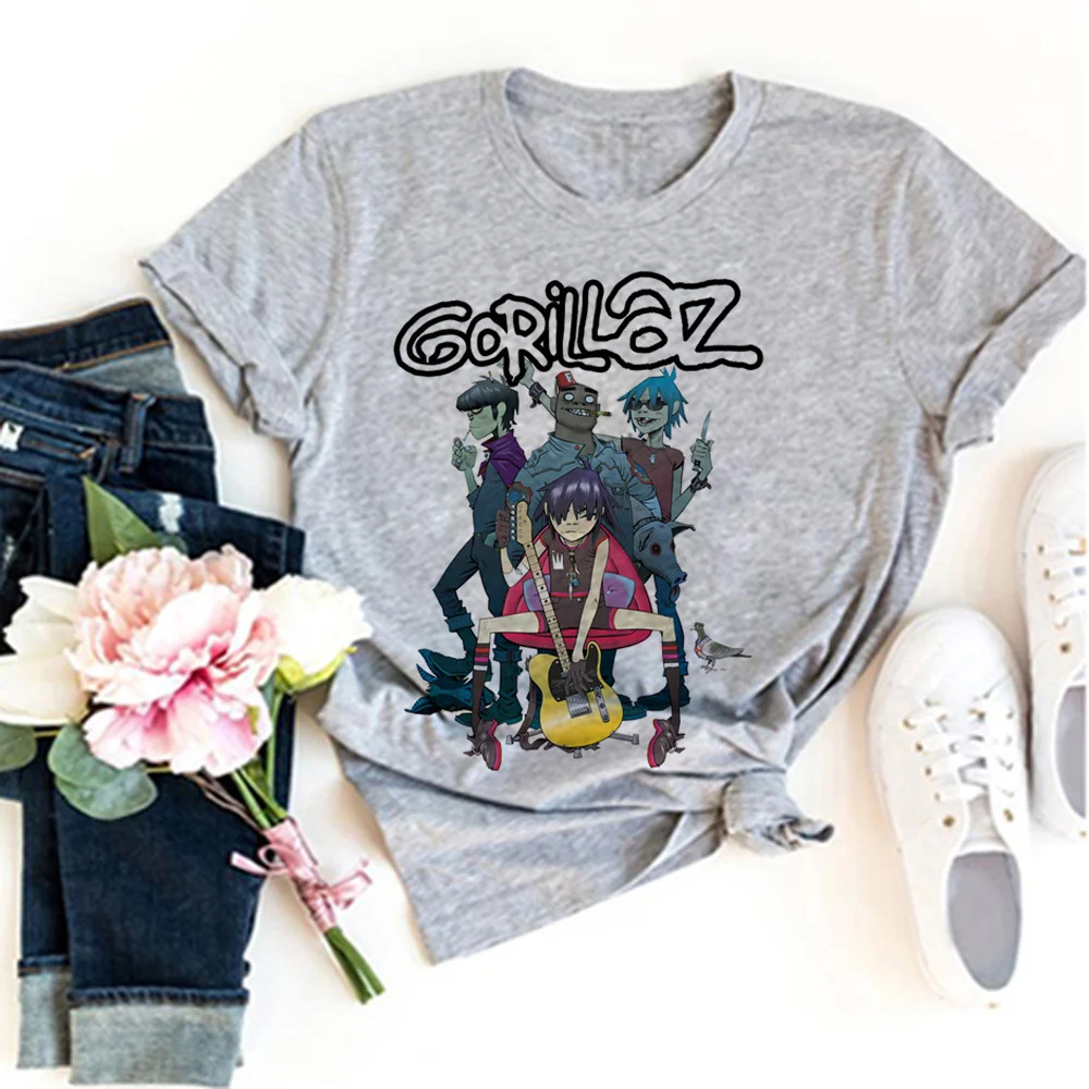 Gorillaz t-shirts women anime manga Y2K t-shirts girl anime 2000s clothing