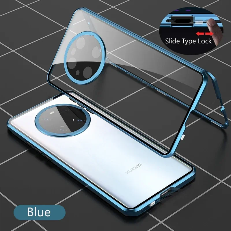 

Double Sided Glass Snap Lock Metal Magnetic Phone Case For Realme GT 6T 12x 13 11 Pro Plus 5G Full Lens Protection Cover Cases