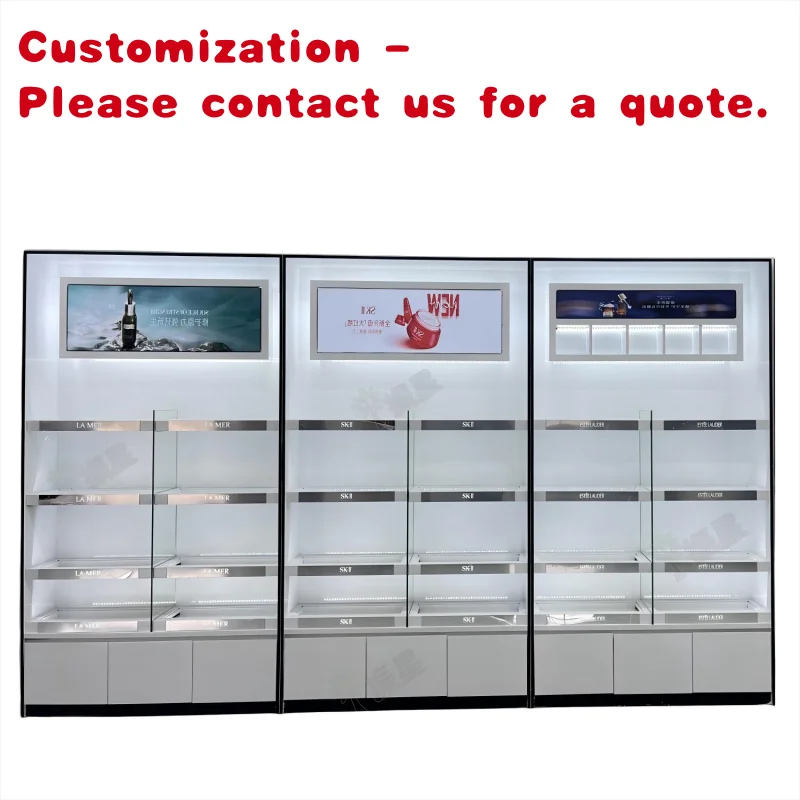 

На заказ.Бутик Торговый центр Стеклянный шкаф Витрина Роскошный дисплей для духов Розничная витрина Шкаф со светодиодной подсветкой