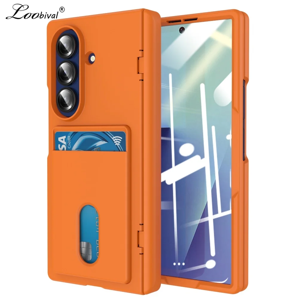 

Роскошный матовый чехол-кошелек с держателем для карт для Samsung Galaxy Z Fold 7fold7 zfold Защитная пленка для экрана ярких цветов в твердом переплете