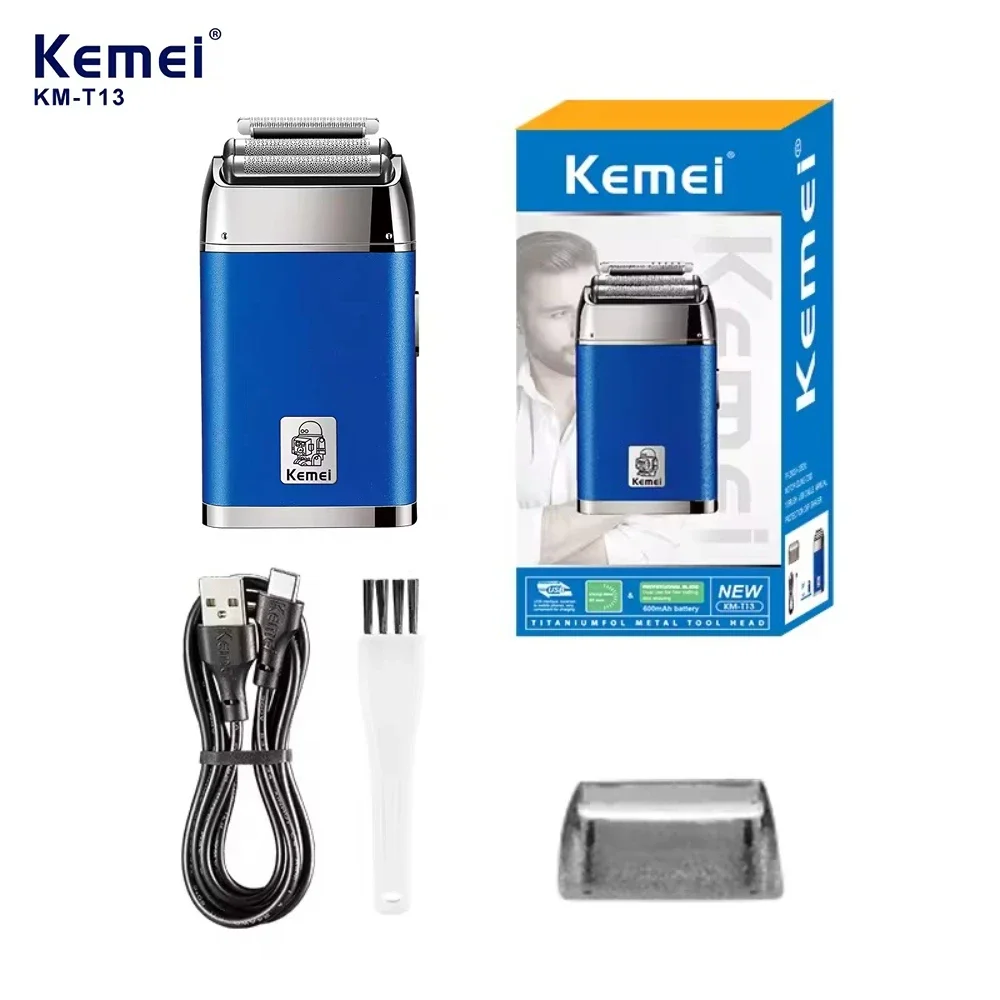 Kemei Hair Trimmer Cordless Eeciprocating Electric Shaver Professional Safety Razor Portable Shaving Machine for Men KM-T13