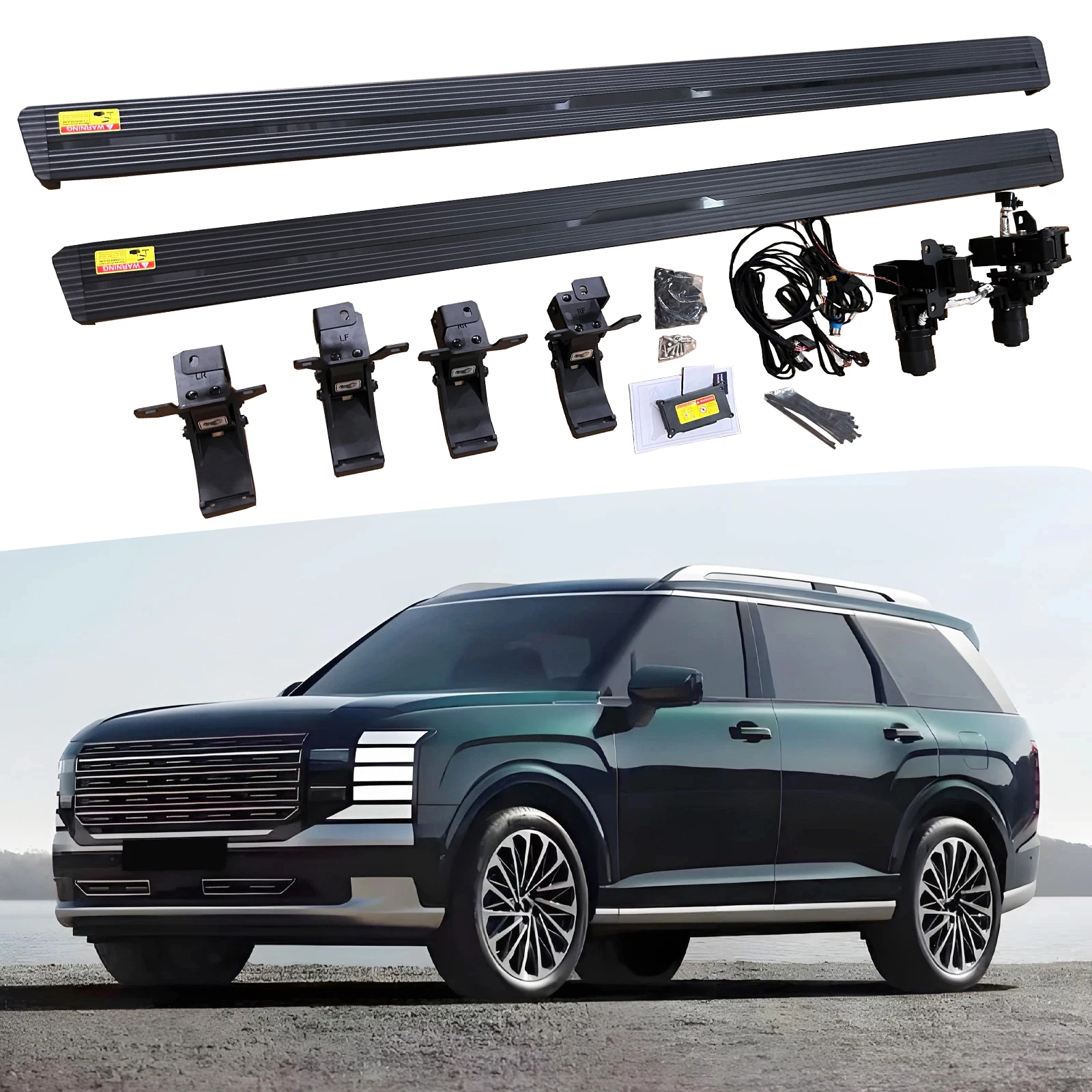 

2PCS E-Power Side Steps Deployable Running Board Fits for Hyundai Paliside 2026 Black