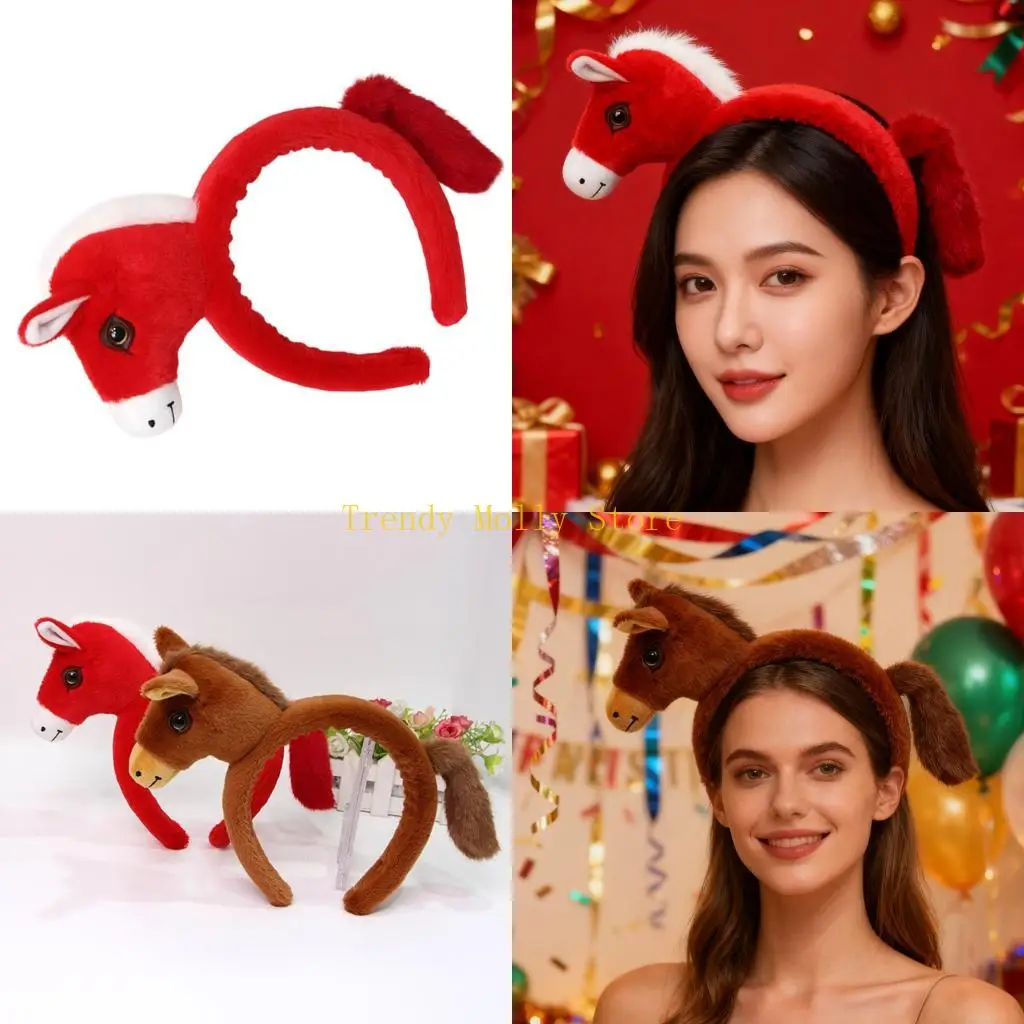 

N5KB Realistic Brown Animal Ear Hairband Elastic Design For Role Play And Daily Wear Halloween Photo Props