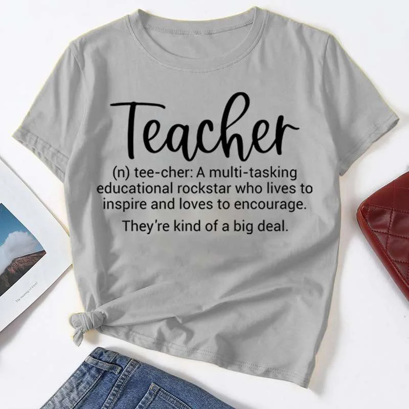 Teacher Definition Print Summer Casual T-shirts For Women Creative O Neck Short-sleeved T-shirts Fashion Ladies T-shirt