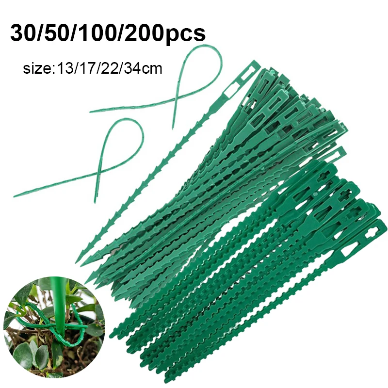 

13/17/22/34cm Adjustable Plastic Plant Cable Ties Reusable Shrub Fastener for Garden Tree Climbing Support Vine Tomato Stem Clip