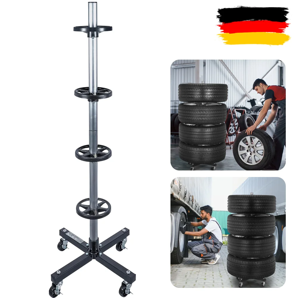 Autoreifenhalter mit Rädern, Tragfähigkeit 100kg, Reifenständer, Schwerlast-Reifenhalterung, Geeignet für Autoräder unter 225mm