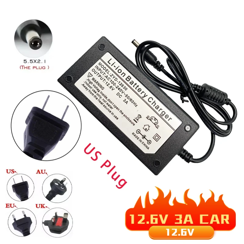 12.6V 3A Lithium Battery Charger for 3S 10.8V 11.1V 12V Li-ion Polymer Batterry Pack Fishing Light Electric Drill Power Adapter