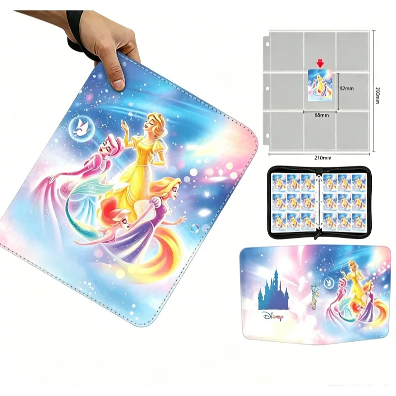 

DISNEY Ariel Aurora Rapunzel Attina Card Book Photo Album Zipper Binder Game Card Collection Anime Cartoon Peripheral Toys Gifts
