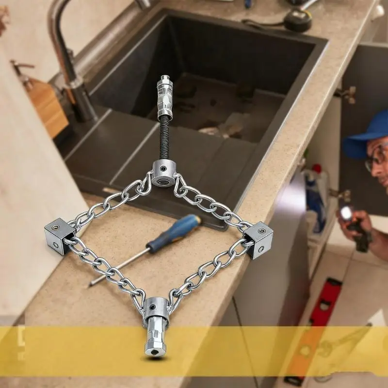 

652F Multipurpose Drain Maintenance Tool Flexible Corrosion Resistant Chain System With Ergonomic Handle For Easy Operation