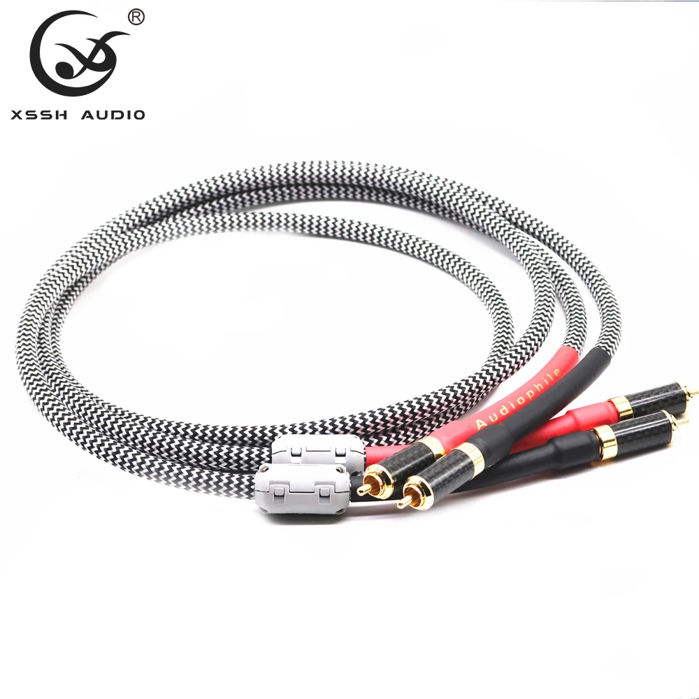 Audiophile Wire Cord HI-end HiFi High Quality YIVO XSSH DIY 8N OFC Copper 2 Core Silver Plated RCA to RCA Shield Signal Cable