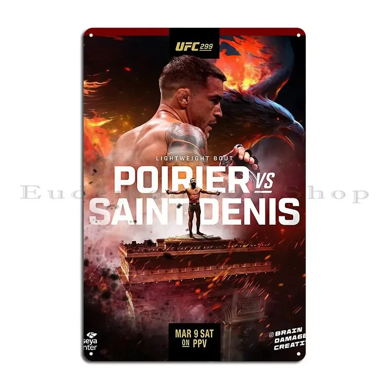 خفيفة الوزن المشارك الرئيسية داستن بوارير الماس مقابل بينوا سانت دينيس علامة معدنية جدار جدارية نادي بار إله الحرب تين تسجيل ملصق #2