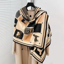 2024 Elegant Ladies' Jacquard Pashmina Winter Thick Warmth Double Sided Tassel The Horse Shawl Coldproof Windproof Blanket Scarf