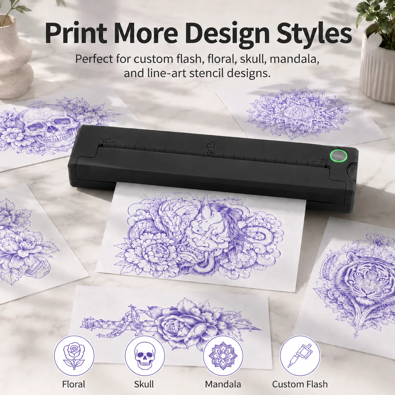 PeriPage P90 Wireless Tattoo Transfer Stencil Printer, Thermal Tattoo Machine with 5pcs Free Transfer Paper