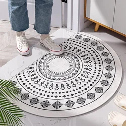 Semicircle Doormat Non-Slip Geometric Entrance Rugs Hallway Bath Mat White Home Welcome Mat Soft Carpet for Living Room Bedroom