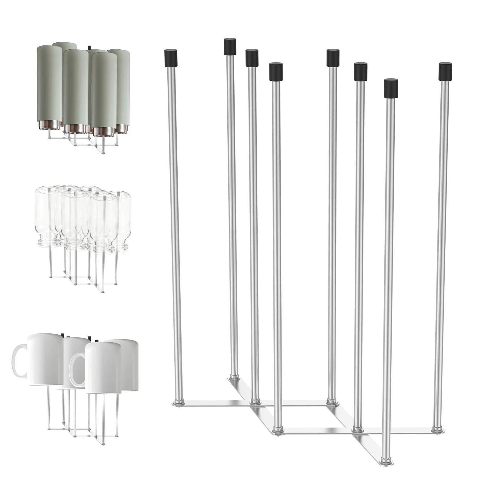 Foldable Baby Bottle Drying Rack Stainless Steel Vertical Baby Bottle Dryer Rack Retractable Cup Storage Draining Stand
