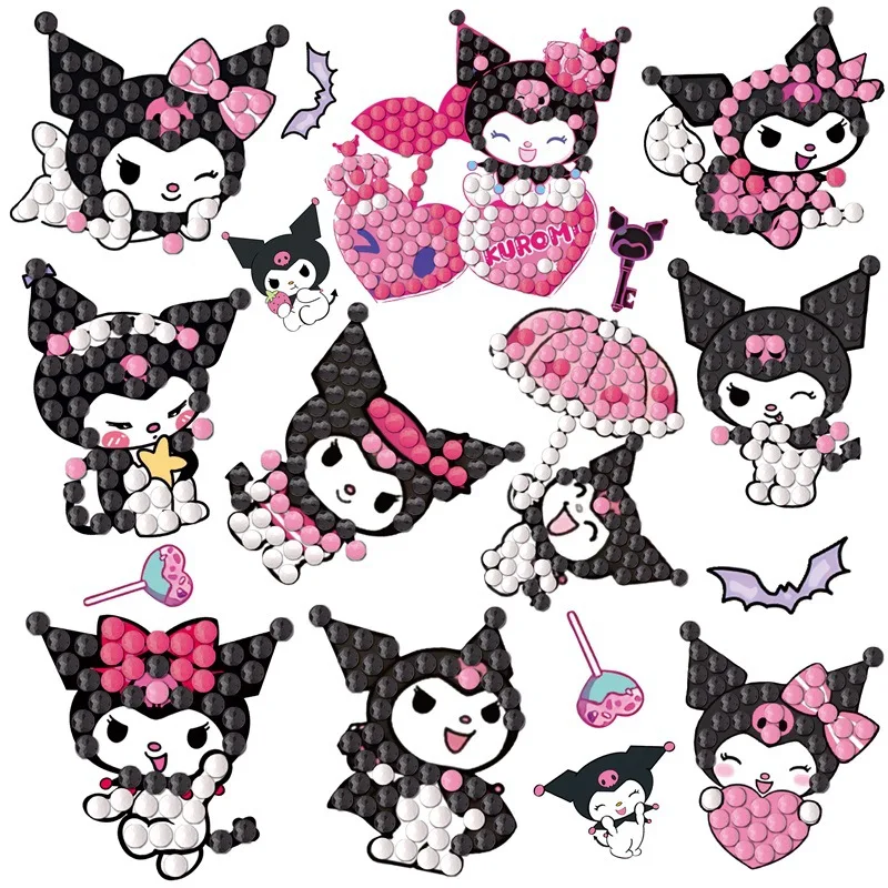 5D Sanrio Child Freely Stick Diamond Painting Cartoon Hello Kitty Kulomi Sticking Drills Embroider DIY Handiwork Material Packs