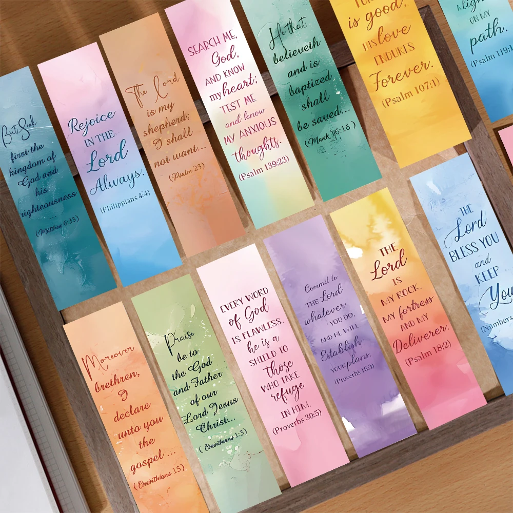 

30pcs Watercolor Bible Bookmark Reading Pages Books Tagging Books Decorative Students Stationary Supplies Paper Cards Bookmarks