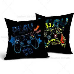 Game Controller Throw Pillow Covers 2 Pcs Gamer Pillow Cases Cotton Teen Gaming Decorative Cushion Covers for Couch Bed Sofa