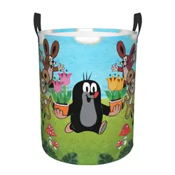 Happy Mole Laundry Basket Collapsible Cartoon Krtek Little Maulwurf Clothes Hamper for Nursery Kids Toys Storage Bag