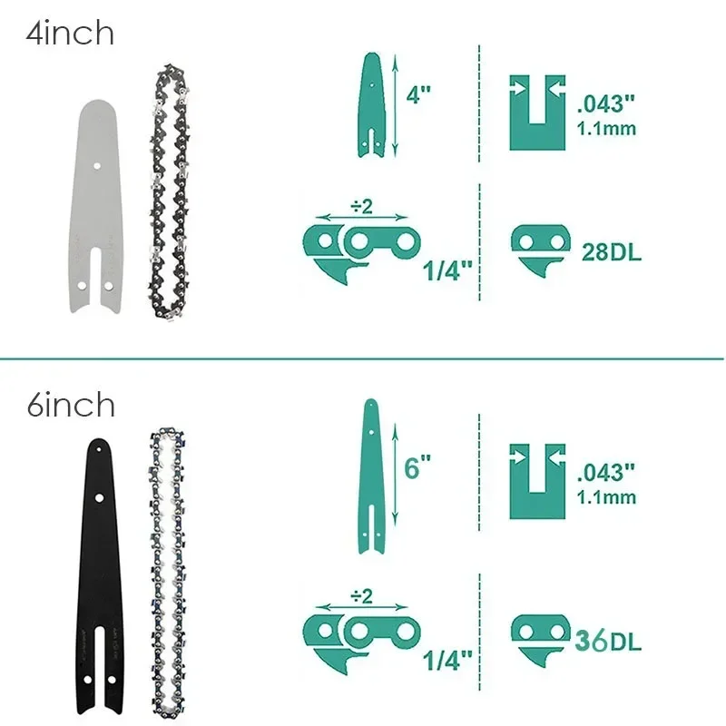 Chainsaw Saw Blade Chains Gasoline Guide Plate Steel Garden Tools Blades 4/6/8//12/18/20/22Inch Electric Chainsaws Chains Parts