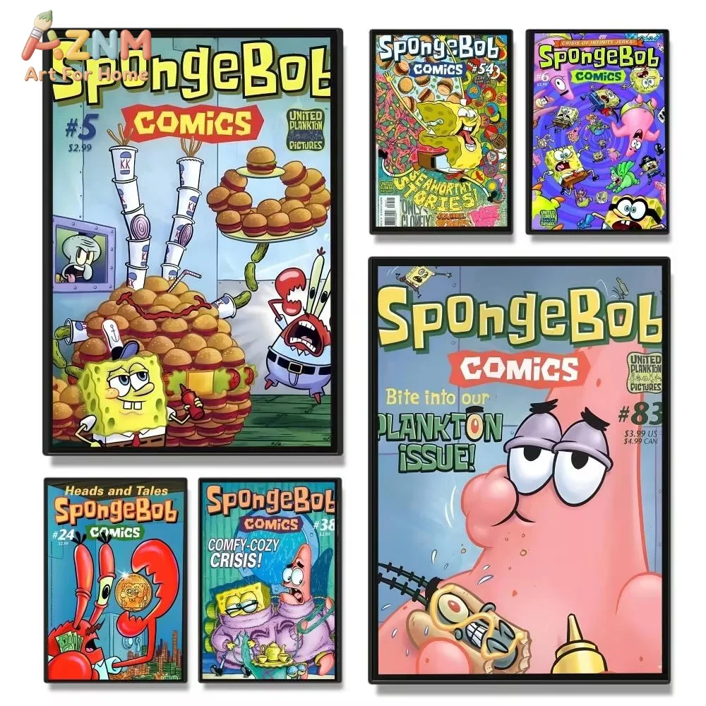 1 Stück SpongeBob-Poster, wasserfeste Wandkunst für Bar, Wohnzimmer, Vintage-Raumdekoration, hochwertiger Druck