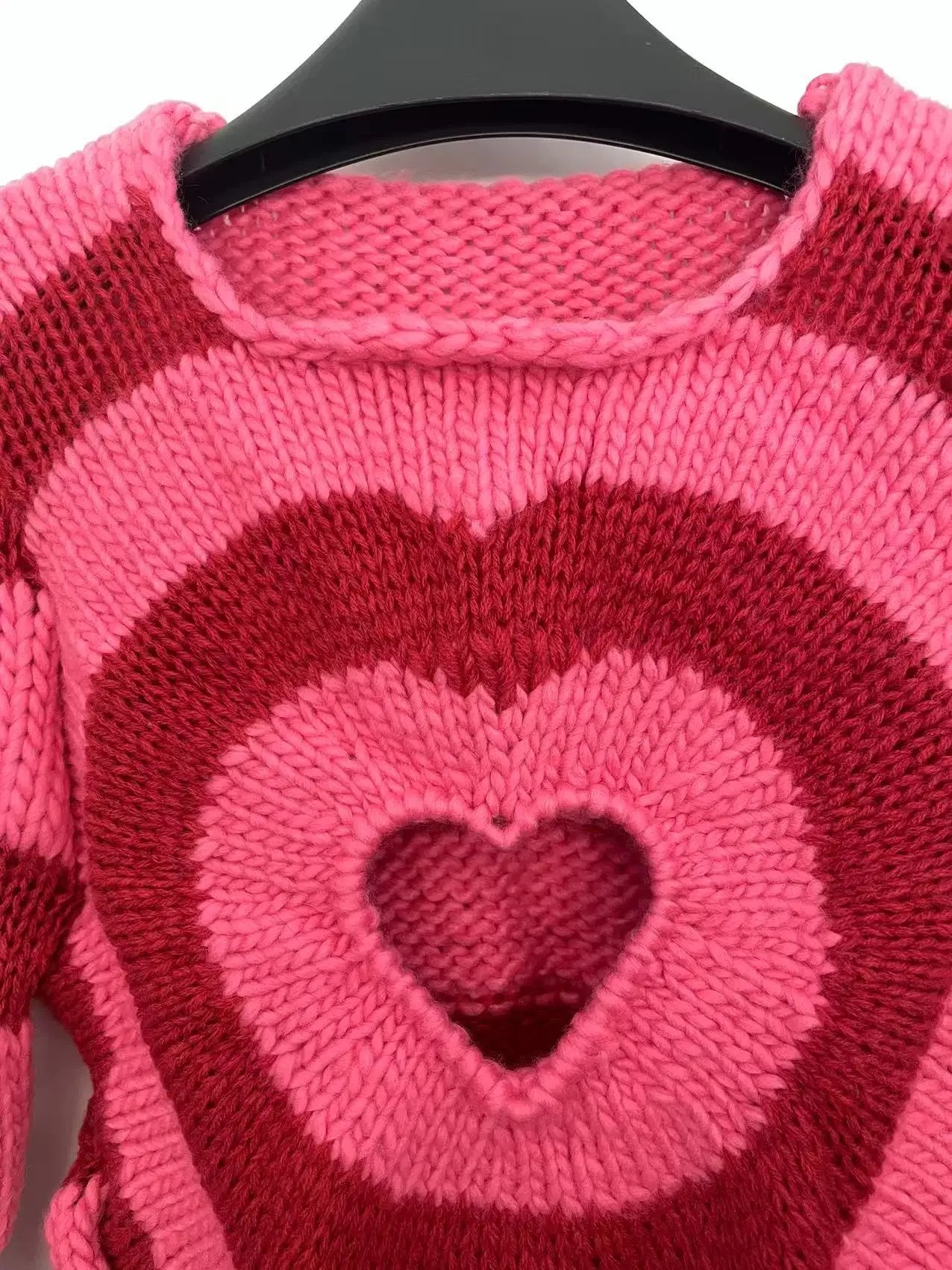 Heart Hollow Out Pullovers Women Striped Y2k Clothes Cropped Sweaters Harajuku Panelled Long Sleeve Spring Sexy Kawaii Mujer Fit