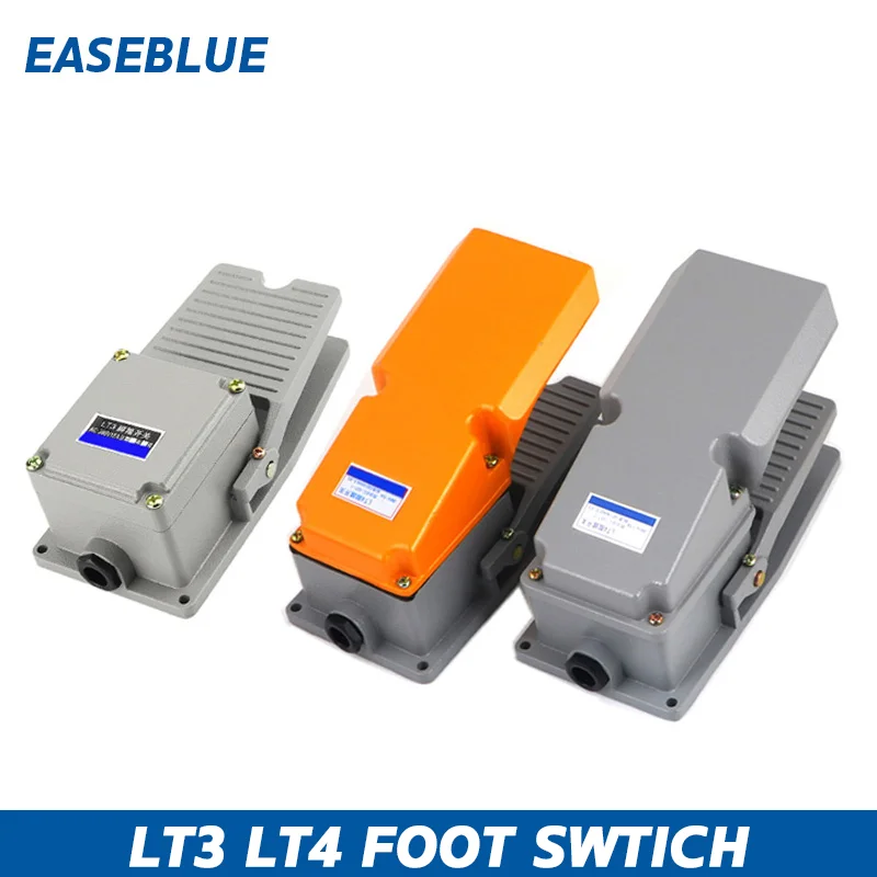 1PCS Footswitch LT3 LT4 Aluminum Shell Foot-on Momentary Control Switch Electric Power Pedal Self-reset Machine Tool Accessories